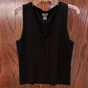 Sigrid Olsen Dressy Black Tank Top with Tie Accent
